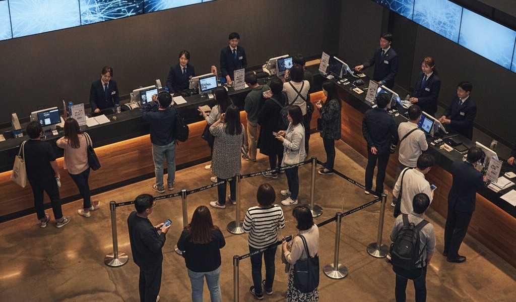 한국 영화관 매표소에서 티켓을 구매하는 시민들의 줄서기 모습 한국 영화관 매표소에서 티켓을 구매하는 시민들의 줄서기 모습